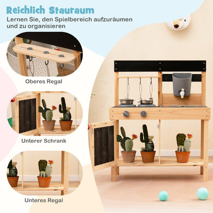 Cuisine de jeu pour enfants avec 2 éviers amovibles, robinet, cuisinière et ustensiles de cuisine