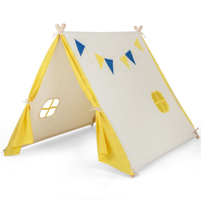 Kinderspielzelt Dreieckiges Kinder- und Kleinkinderzelt mit Holzrahmen 137 x 145 x 121 cm