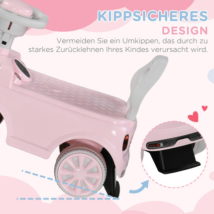 Rosa Kinderauto mit Kippschutz, 53x52x35 cm