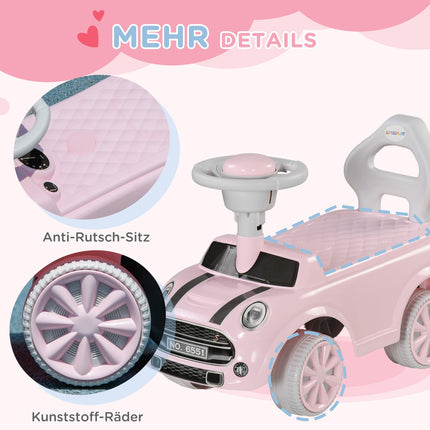 Rosa Kinderauto mit Kippschutz, 53x52x35 cm