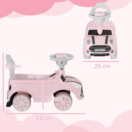 Rosa Kinderauto mit Kippschutz, 53x52x35 cm