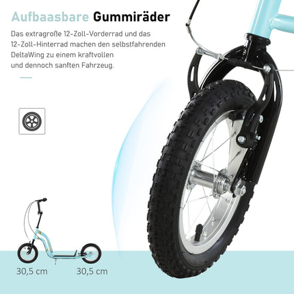 Kinderroller ab 5 Jahre, Tretroller, Cityroller für Kinder, Aluminium, 120 x 58 x 85-95 cm, Hellblau