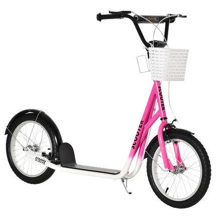 Kinderroller in Pink und Weiß, höhenverstellbar, mit Korb