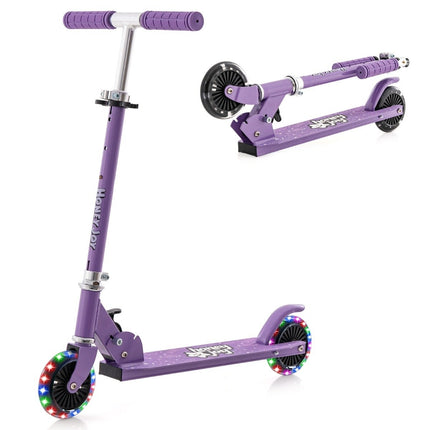 Kinderroller mit LED Rädern höhenverstellbar Kinderscooter Cityroller Lila