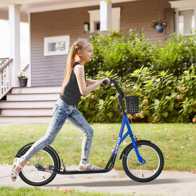 Verstellbarer Kinderroller mit Bremse und Korb