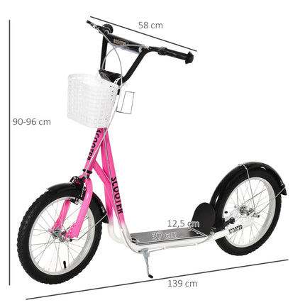 Kinderroller in Pink und Weiß, höhenverstellbar, mit Korb