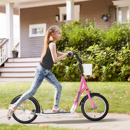 Kinderroller in Pink und Weiß, höhenverstellbar, mit Korb