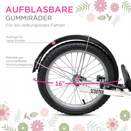 Kinderroller in Pink und Weiß, höhenverstellbar, mit Korb