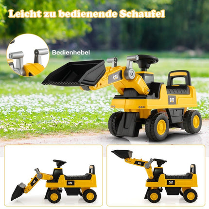 Children's seat excavator with storage space under the seat & adjustable bucket for 1-3 year olds