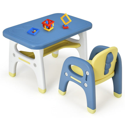 Kindersitzgruppe mit Dinosaurier-Design inkl. Bauklötzen aus HDPE für Kinder ab 3 Jahren. Blau