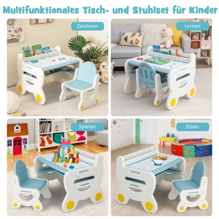 Kindersitzgruppe mit höhen- und neigungsverstellbarer Tischplatte Zeichentisch blau