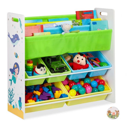 Kinderregal mit 10 Fächern und Motiven