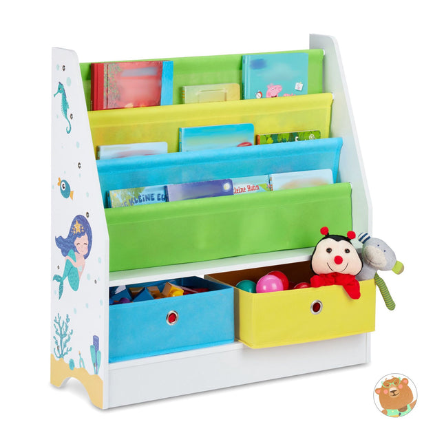 Kinderregal mit 2 Schubladen &amp; 3 Hängefächern