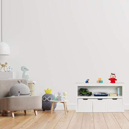 Children's shelf with 3 drawers on wheels