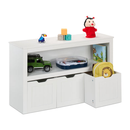 Children's shelf with 3 drawers on wheels