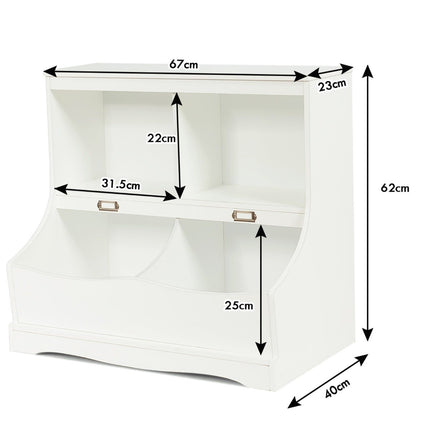 Kinderregal mit 4 Fächern, Spielzeugregal, Bücherregal für Kinder, 67 x 40 x 62 cm, weiß