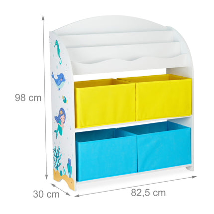 Children's shelf with 4 fabric drawers