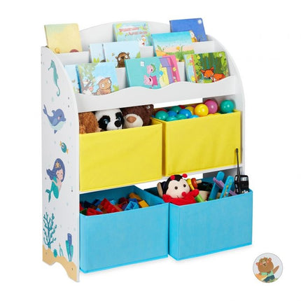 Children's shelf with 4 fabric drawers