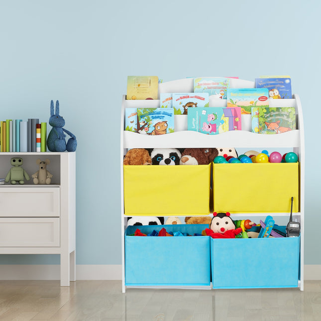 Kinderregal mit 4 Stoffschubladen