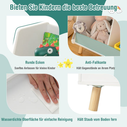 Kinderregal mit 5 offenen Fächern Bücherregal Kinderzimmerregal mit Massivholzbeinen weiß