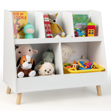 Kinderregal mit 5 offenen Fächern Bücherregal Kinderzimmerregal mit Massivholzbeinen weiß