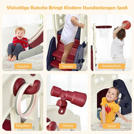 Kinderrutsche Kinderspielplatz für Garten Kinderrutsche mit Leiter Basketballkorb Blau