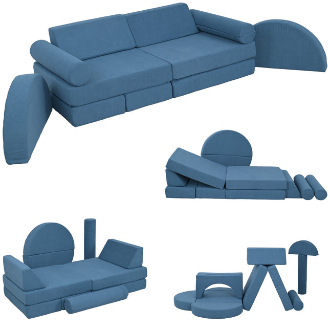 Blaues Schaumstoffsofa für Kinder – 14-teiliges modulares Spielset