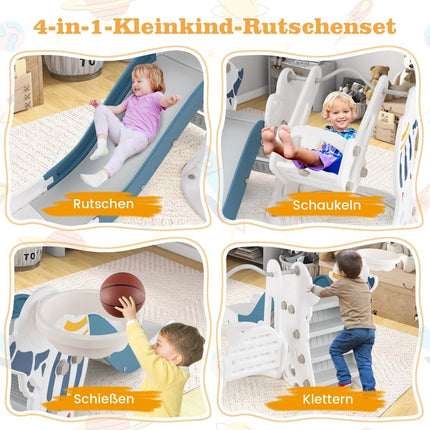 Kinderschommel met glijbaan 4 in 1 schommel & glijbaan & basketbalring & ladder 185 x 150 x 92 cm