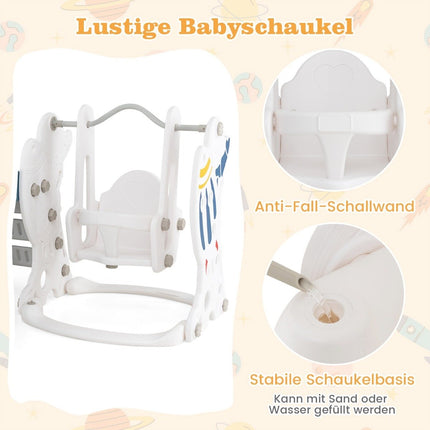Kinderschommel met glijbaan 4 in 1 schommel & glijbaan & basketbalring & ladder 185 x 150 x 92 cm
