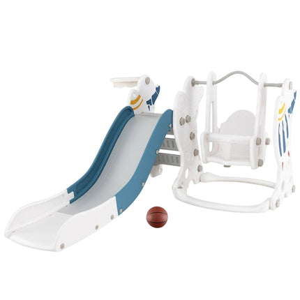 Kinderschommel met glijbaan 4 in 1 schommel & glijbaan & basketbalring & ladder 185 x 150 x 92 cm