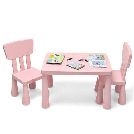 Kindertisch und 2 Stühle 3 tlg. Kindersitzgruppe Kindermöbel Set rosa