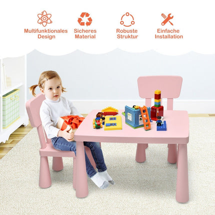 Kindertisch und 2 Stühle 3 tlg. Kindersitzgruppe Kindermöbel Set rosa