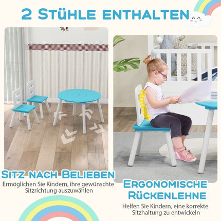 Dětský stůl se 2 židlemi, 3 ks. Dřevěný dětský nábytkový set, stohovatelný, zelený