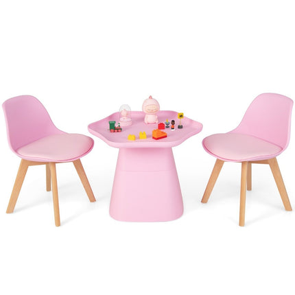 Children's table with 2 chairs 3 pieces. Children's seating group made of beech wood children's seating set pink