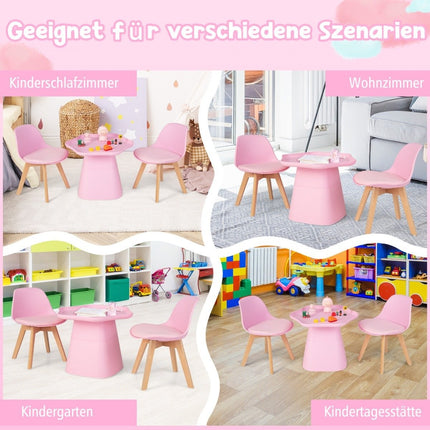 Children's table with 2 chairs 3 pieces. Children's seating group made of beech wood children's seating set pink