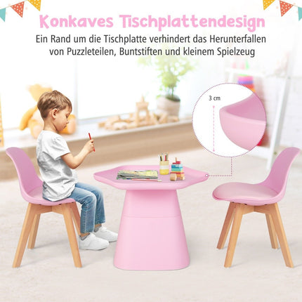 Children's table with 2 chairs 3 pieces. Children's seating group made of beech wood children's seating set pink