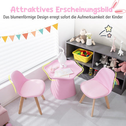 Children's table with 2 chairs 3 pieces. Children's seating group made of beech wood children's seating set pink