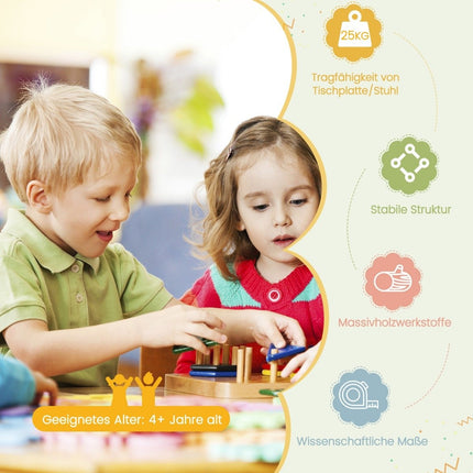 Kindertisch Holztisch mit 4 Stühlen für Kinder Kindertisch und Stuhlset mit Naturrückenlehne