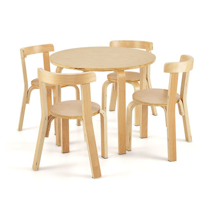 Kindertisch Holztisch mit 4 Stühlen für Kinder Kindertisch und Stuhlset mit Naturrückenlehne