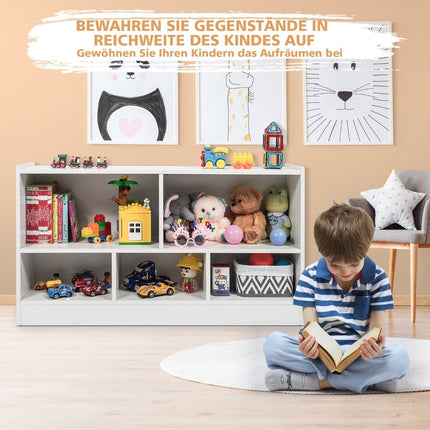Children's toy cabinet made of wood, children's shelf, bookshelf, 111 x 30 x 61.5 cm, white