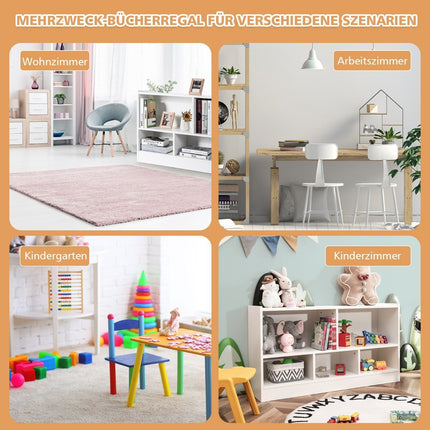 Children's toy cabinet made of wood, children's shelf, bookshelf, 111 x 30 x 61.5 cm, white