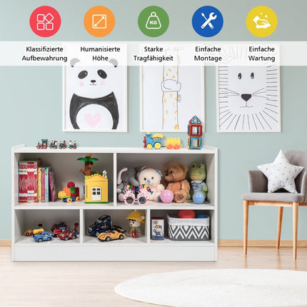 Children's toy cabinet made of wood, children's shelf, bookshelf, 111 x 30 x 61.5 cm, white