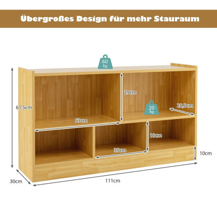 Kinderspielzeugschrank aus Holz, Kinderregal, Bücherregal, 111 x 30 x 61,5 cm, gelb