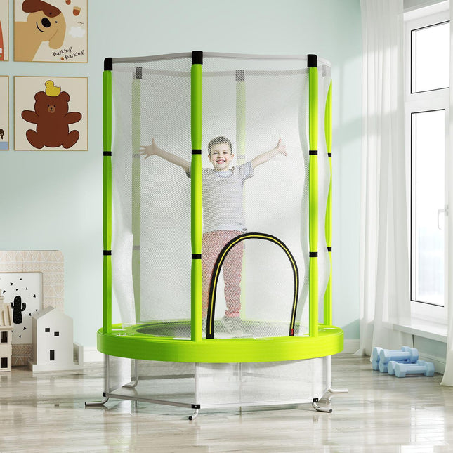 Kindertrampolin 140cm mit Sicherheitsnetz, grün