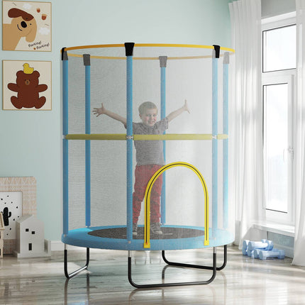 Indoor-Trampolin für Kinder mit Sicherheitsnetz, 140 cm, dunkelblau