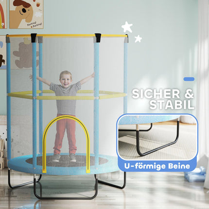 Indoor-Trampolin für Kinder mit Sicherheitsnetz, 140 cm, dunkelblau