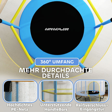 Indoor-Trampolin für Kinder mit Sicherheitsnetz, 140 cm, dunkelblau