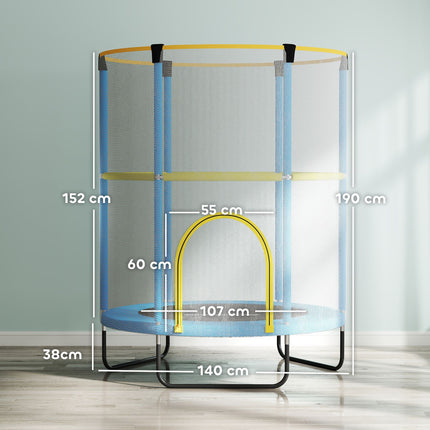 Indoor-Trampolin für Kinder mit Sicherheitsnetz, 140 cm, dunkelblau