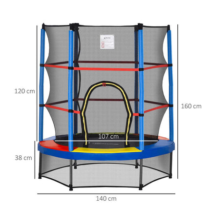 Kinder-Trampolin für drinnen und draußen mit Sicherheitsnetz, 140 cm