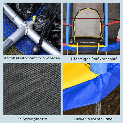 Kinder-Trampolin für drinnen und draußen mit Sicherheitsnetz, 140 cm